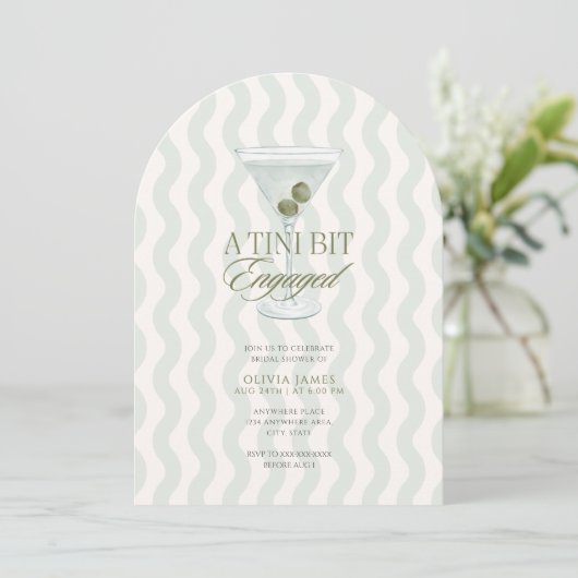 Chic martini tini bit engaged bridal shower kaart (Staand voorkant)