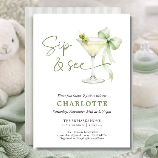 Chic Martini Tini One Gender Neutral Sip And See  Kaart