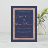 Chic marvy blue roos Gold lijst calligrafie bruilo Kaart (Staand voorkant)