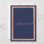 Chic marvy blue roos Gold lijst calligrafie bruilo Kaart (Achterkant)