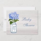Chic Mason Jar & Blue Hydrangea Baby shower Kaart (Voorkant)