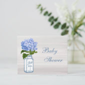 Chic Mason Jar & Blue Hydrangea Baby shower Kaart (Staand voorkant)