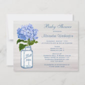 Chic Mason Jar & Blue Hydrangea Baby shower Kaart (Achterkant)