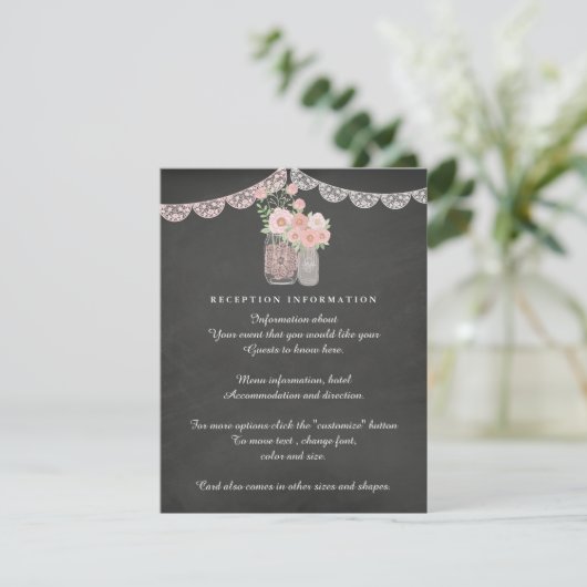 Chic Mason Jar & Chalkboard Wedding Insert kaart (Staand voorkant)