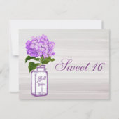 Chic Mason Jar & Paars Hydrangea Sweet 16 Kaart (Voorkant)