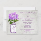 Chic Mason Jar & Paarse Hydrangea Birthday Party Kaart (Achterkant)