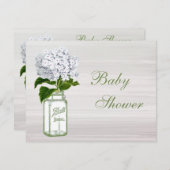 Chic Mason Jar & White Hydrangea Baby shower Kaart (Voorkant / Achterkant)