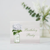 Chic Mason Jar & White Hydrangea Birthday Party Kaart (Staand voorkant)