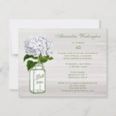 Chic Mason Jar & White Hydrangea Birthday Party Kaart (Achterkant)