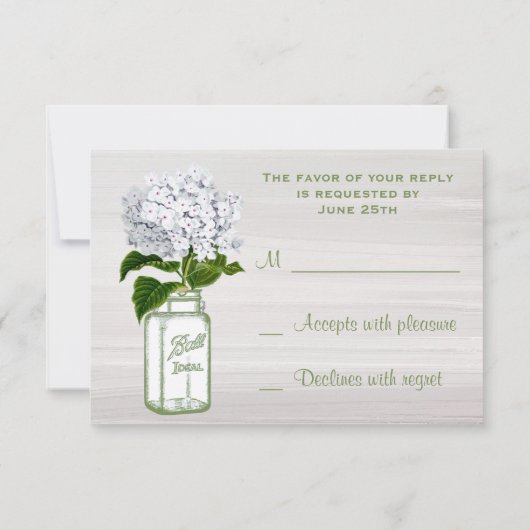 Chic Mason Jar & White Hydrangea RSVP (Achterkant)