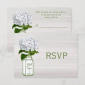 Chic Mason Jar & White Hydrangea RSVP (Voorkant / Achterkant)