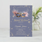 Chic Masque Stars Pastel Lavender Sweet 16 Kaart (Staand voorkant)