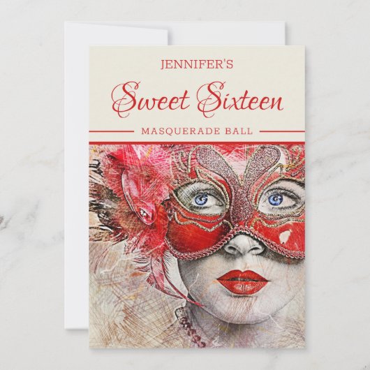 Chic Masquerade Ball Birthday Uitnodiging (Achterkant)