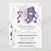 Chic Masquerade Carnival Birthday Uitnodiging (Voorkant / Achterkant)