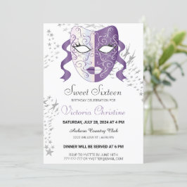 Chic Masquerade Carnival Birthday Uitnodiging