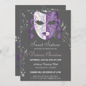 Chic Masquerade Carnival Birthday Uitnodiging (Voorkant / Achterkant)