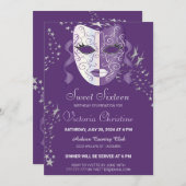 Chic Masquerade Carnival Birthday Uitnodiging (Voorkant / Achterkant)