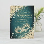 Chic Masquerade diamantluxe Quinceañera green Kaart (Staand voorkant)