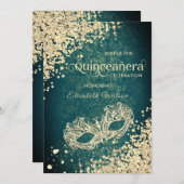 Chic Masquerade diamantluxe Quinceañera green Kaart (Voorkant / Achterkant)