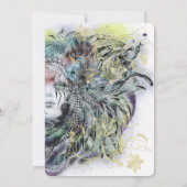 Chic Masquerade Gold Quinceañera Party Invitation Kaart (Achterkant)