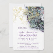 Chic Masquerade Gold Quinceañera Party Invitation Kaart (Voorkant)