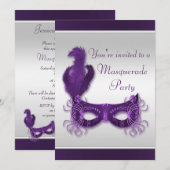 Chic Masquerade Party in Paars en zilver Kaart (Voorkant / Achterkant)