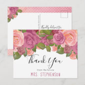 Chic Mauve Floral Waterverf Bruid Dank u Briefkaart (Voorkant / Achterkant)