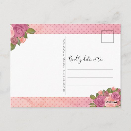 Chic Mauve Floral Waterverf Bruid Dank u Briefkaart (Achterkant)
