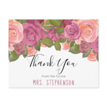 Chic Mauve Floral Waterverf Bruid Dank u