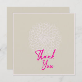 Chic Mauve Grey Floral and Pink Text Bedankkaart