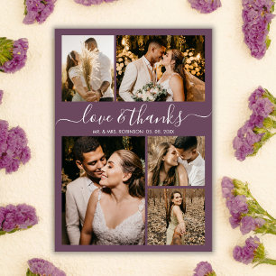 Chic Mauve Love and Bedankt Weddenschap Bedankt Briefkaart