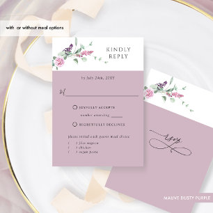 Chic Mauve pastel met of zonder maaltijden RSVP Kaartje