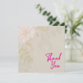 Chic Mauve Pink Floral en Roze Tekst Bedankkaart (Staand voorkant)