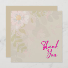 Chic Mauve Pink Floral en Roze Tekst Bedankkaart