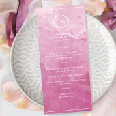 Chic Mauve Pink Waterverf, Monogram Weddenschap Me Menu