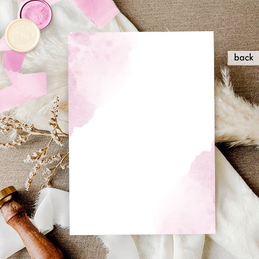 Chic Mauve Pink Waterverf Stains Monogram Weddensc Kaart