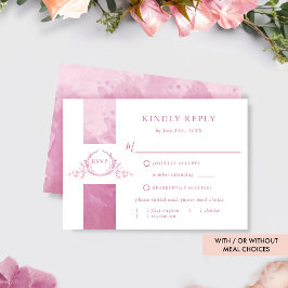 Chic mauve Pink Waterverf Wedding Monogram RSVP