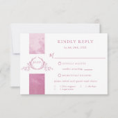 Chic mauve Pink Waterverf Wedding Monogram RSVP Kaartje (Voorkant)