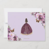 Chic Mauve Plum Paars Floral Tiara Quinceañera Save The Date (Achterkant)