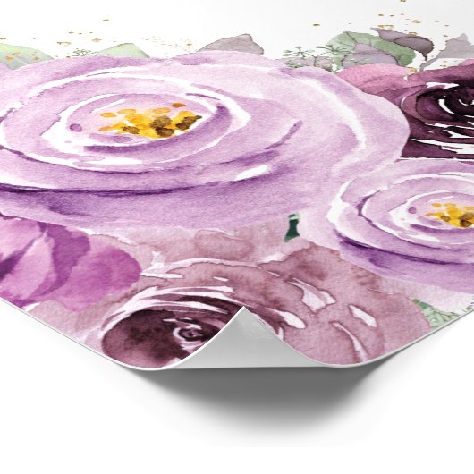 Chic Mauve Plum Paars Floral Tiara Sweet Sixteen Poster (Hoek)