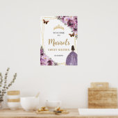 Chic Mauve Plum Paars Floral Tiara Sweet Sixteen Poster (Keuken)