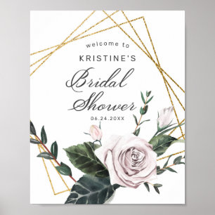 Chic Mauve Roos Floral Vrijgezellenfeest Welkom Poster
