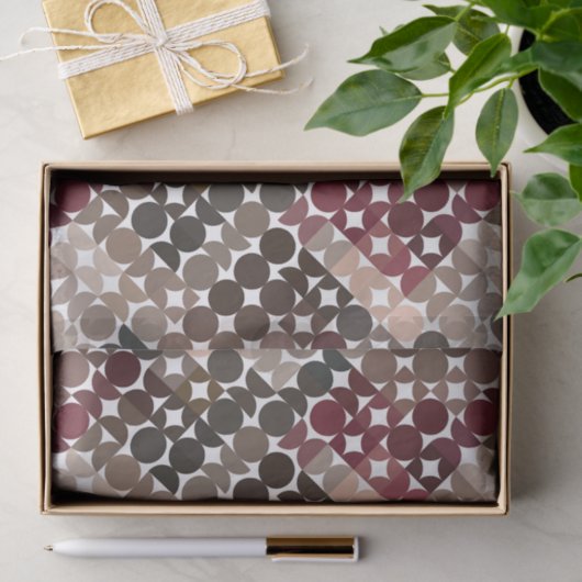 Chic Mauve Taupe Beige Maroon Red Circles Patroon Tissuepapier (Geschenk)