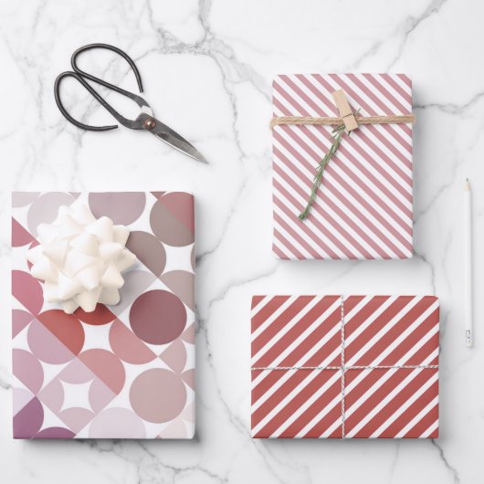 Chic Mauve Taupe Dusty Roos Circles Art Patroon Inpakpapier Vel (Voorkant)