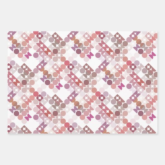 Chic Mauve Taupe Dusty Roos Circles Art Patroon Inpakpapier Vel (Voorkant 3)