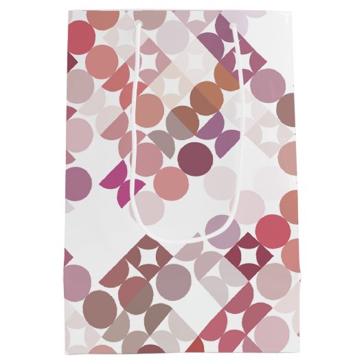 Chic Mauve Taupe Dusty Roos Circles Art Patroon Medium Cadeauzakje (Achterkant)