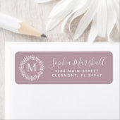 Chic Mauve White Monogram Return Address Label (Insitu)