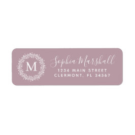 Chic Mauve White Monogram Return Address Label
