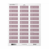 Chic Mauve White Monogram Return Address Label (Full Sheet)