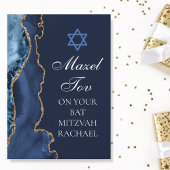 Chic Mazel Tov Navy Blauwe Gouden Aangepaste Bat M Kaart